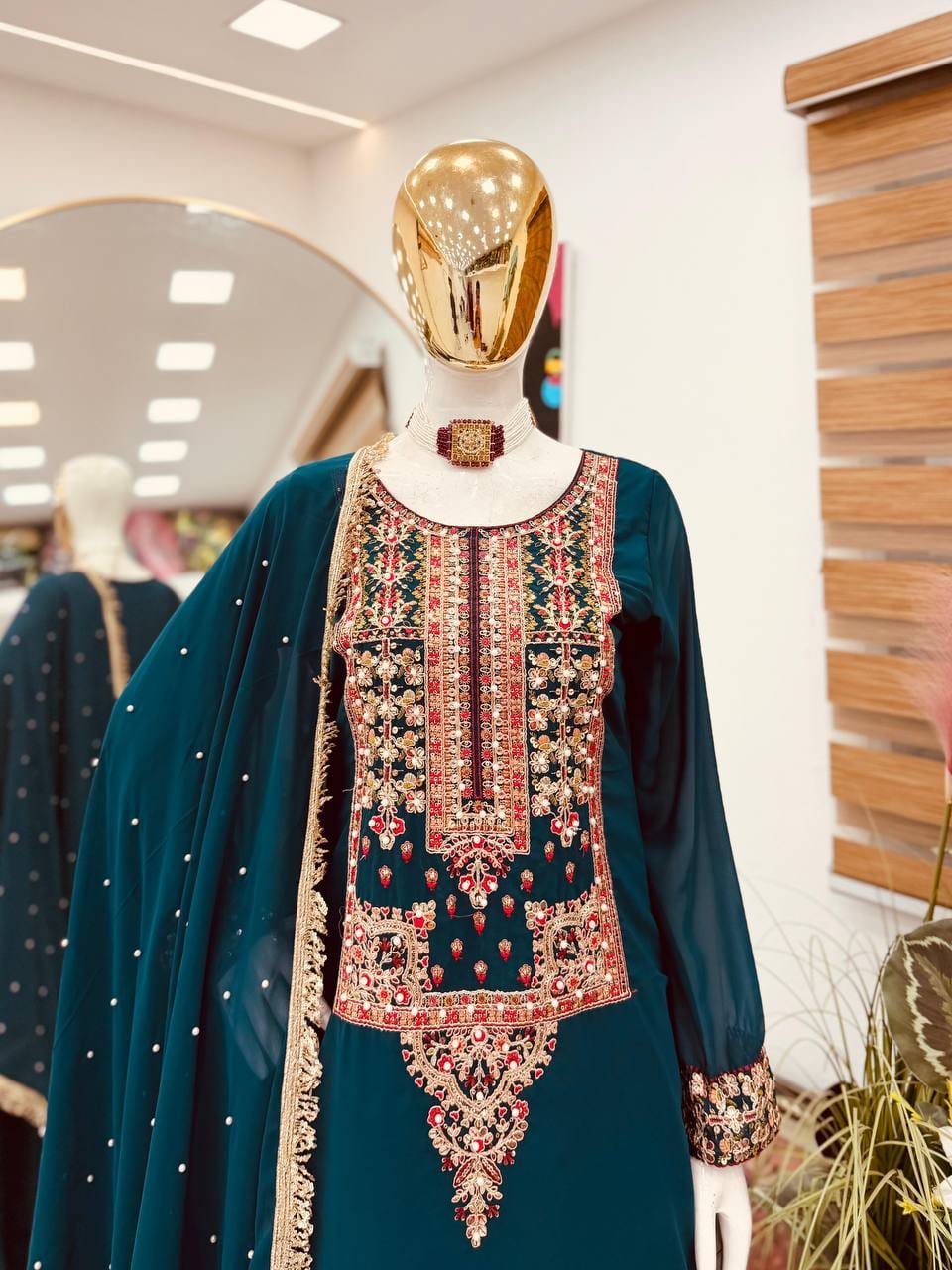 NEW DESIGNER PARTY TOP PALLAZO & DUPATTA SET WHOLESALE GEELAN FASHION SURAT
