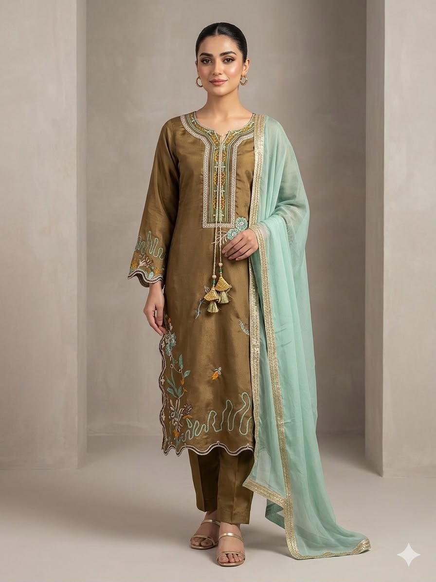 THIS WEDDING SEASON WEAR OUR BEAUTIFUL EMBROIDERED TOP, PANT WITH DUPATTA WHOLESALE GEELAN FASHION SURAT