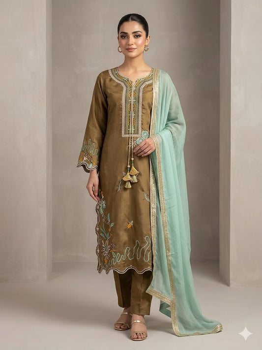 THIS WEDDING SEASON WEAR OUR BEAUTIFUL EMBROIDERED TOP, PANT WITH DUPATTA WHOLESALE GEELAN FASHION SURAT