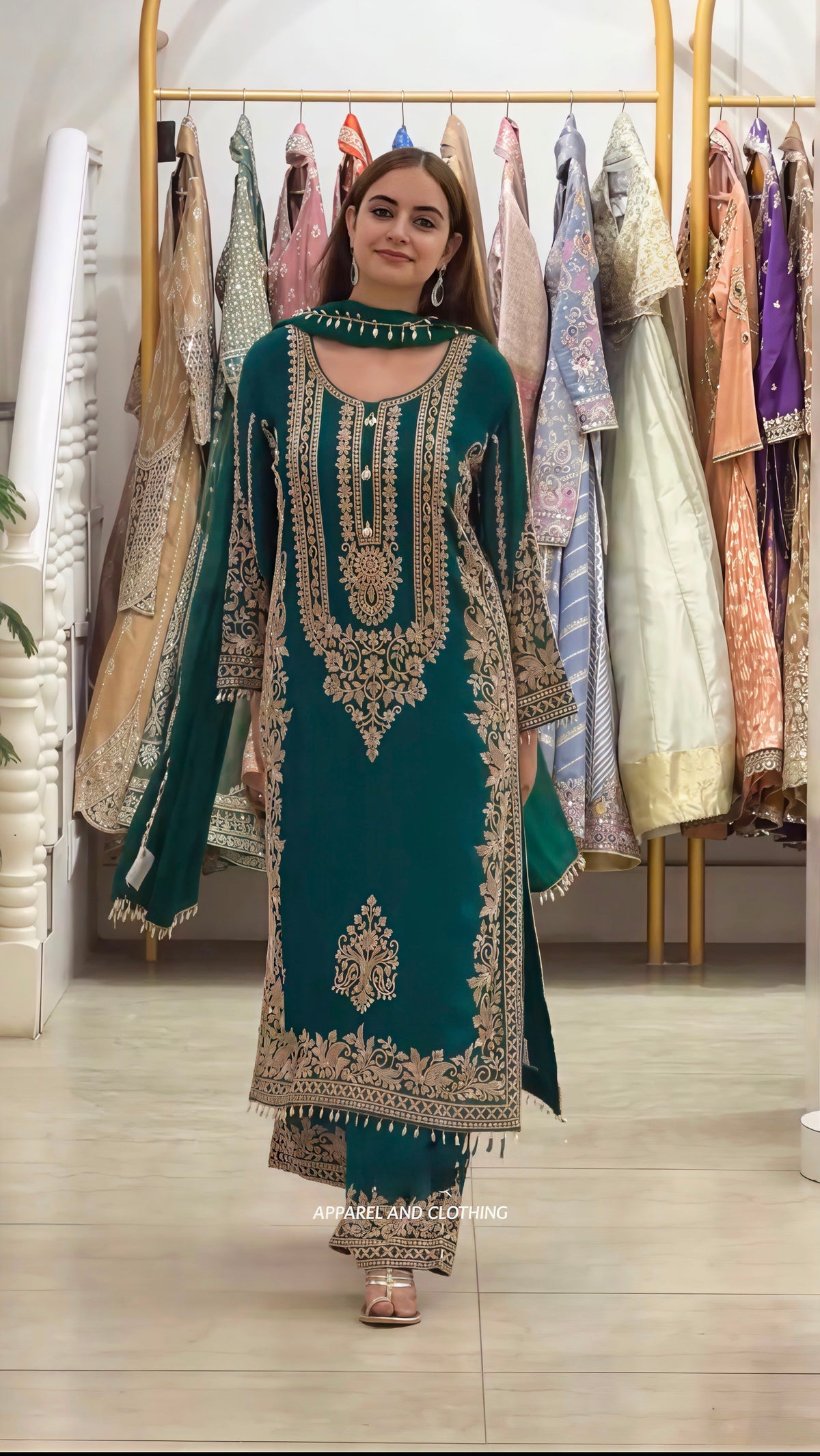 NEW COLLECTION IN FAUX GEORGETTE WITH HEAVY EMBROIDERY SEQUENCE WORK TOP-BOTTOM AND DUPATTA SET FULLY STITCHED READY TO WEAR 9 WHOLESALE GEELAN FASHION SURAT