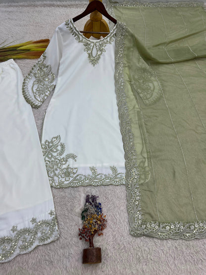 NEW FANCY DESIGN PAKISTANI COLLECTION TOP - PLAZZO AND DUPATTA SET FULLY STITCHED READY TO WEAR WHOLESALE GEELAN FASHION SURAT