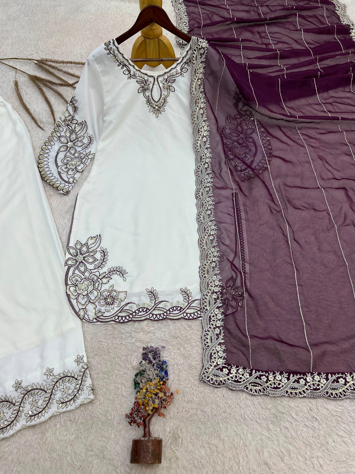 NEW FANCY DESIGN PAKISTANI COLLECTION TOP - PLAZZO AND DUPATTA SET FULLY STITCHED READY TO WEAR WHOLESALE GEELAN FASHION SURAT