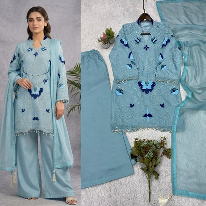 THIS WEDDING SEASON WEAR OUR BEAUTIFUL EMBROIDERED WITH CUT WORKED TOP , PLAZZO WITH DUPATTA ✨ WHOLESALE GEELAN FASHION SURAT