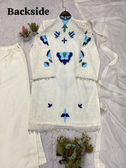 THIS WEDDING SEASON WEAR OUR BEAUTIFUL EMBROIDERED WITH CUT WORKED TOP , PLAZZO WITH DUPATTA ✨ WHOLESALE GEELAN FASHION SURAT