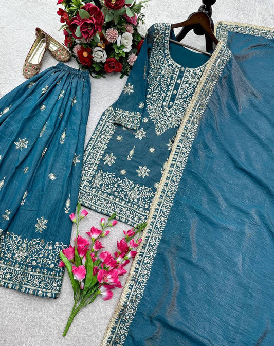 (TOP&SARARA&DUPATTA) REDDY TO WEAR LOOK DESIGN WHOLESALE GEELAN FASHION SURAT