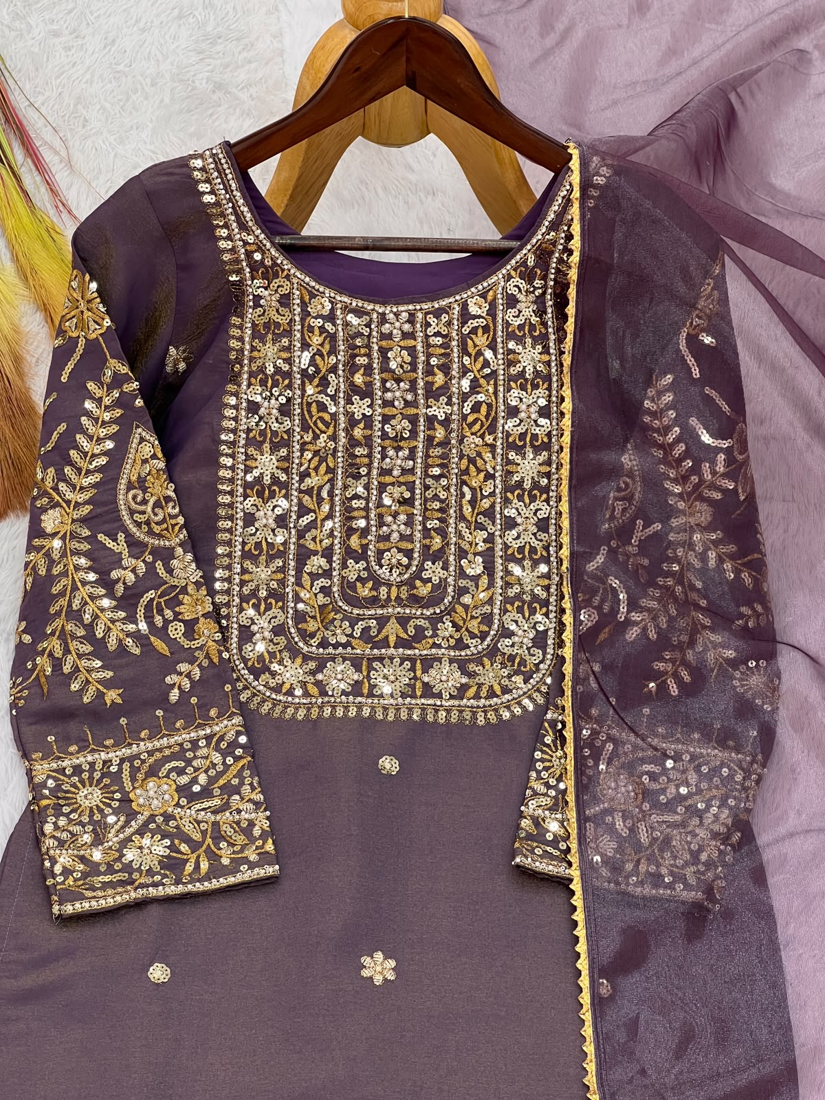 NEW READY TO WEAR DESIGN HEAVY EMBROIDERY AND SEQUENCE WORK TOP - WITH PENT WITH  DUPATTA WHOLESALE GEELAN FASHION SURAT