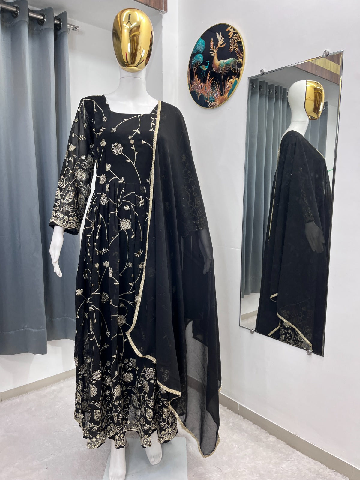 HEAVY EMBROIDERY SEQUENCE WORK GOWN PENT & DUPATTA SET WHOLESALE GEELAN FASHION SURAT