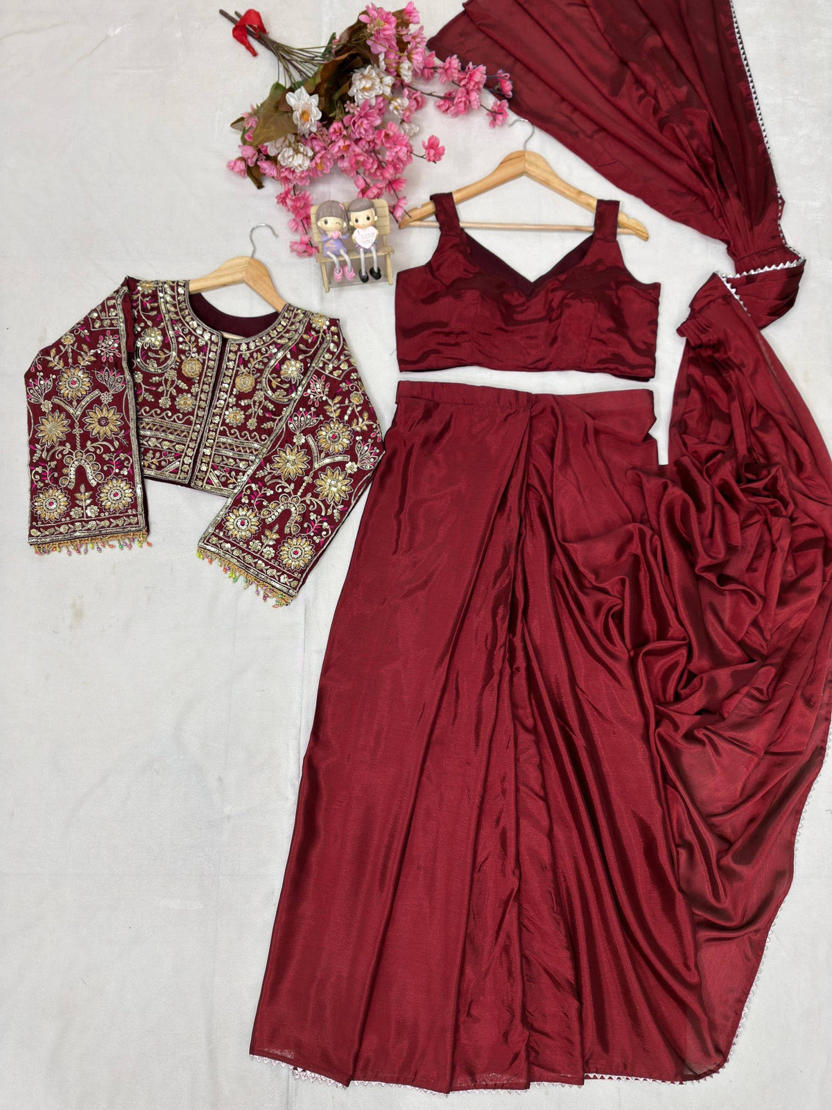THE BEAUTY OF YOUR WARDROBE WITH THIS NEWLY LAUNCHED READY TO WEAR LEHENGA SAREE DESIGN SET WHOLESALE GEELAN FASHION SURAT