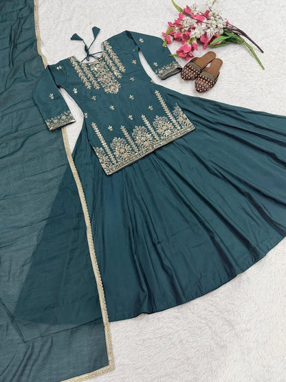 DESIGNER PARTY WEAR LOOK TOP , LEHENGA  AND DUPATTA WHOLESALE GEELAN FASHION SURAT