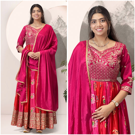 2 PIECE STYLISH GOWN WITH BEAUTIFUL DUPATTA WHOLESALE GEELAN FASHION SURAT
