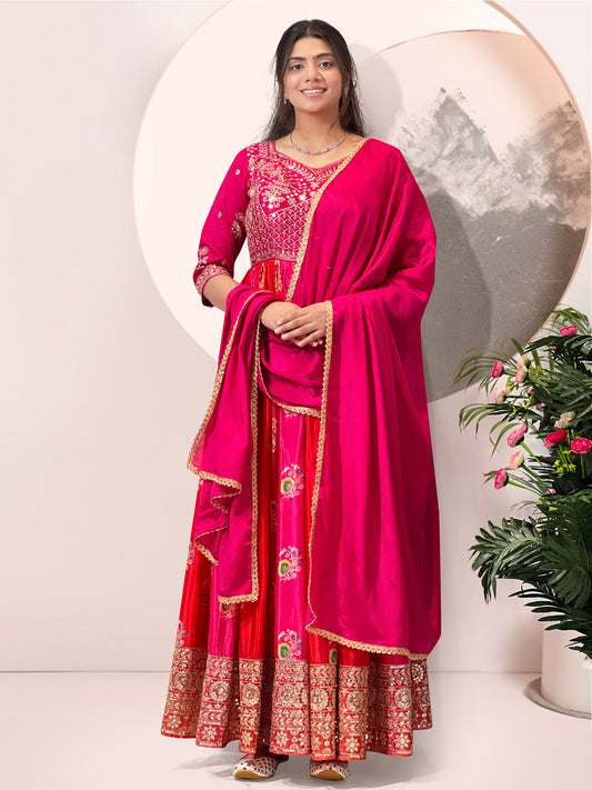 2 PIECE STYLISH GOWN WITH BEAUTIFUL DUPATTA WHOLESALE GEELAN FASHION SURAT