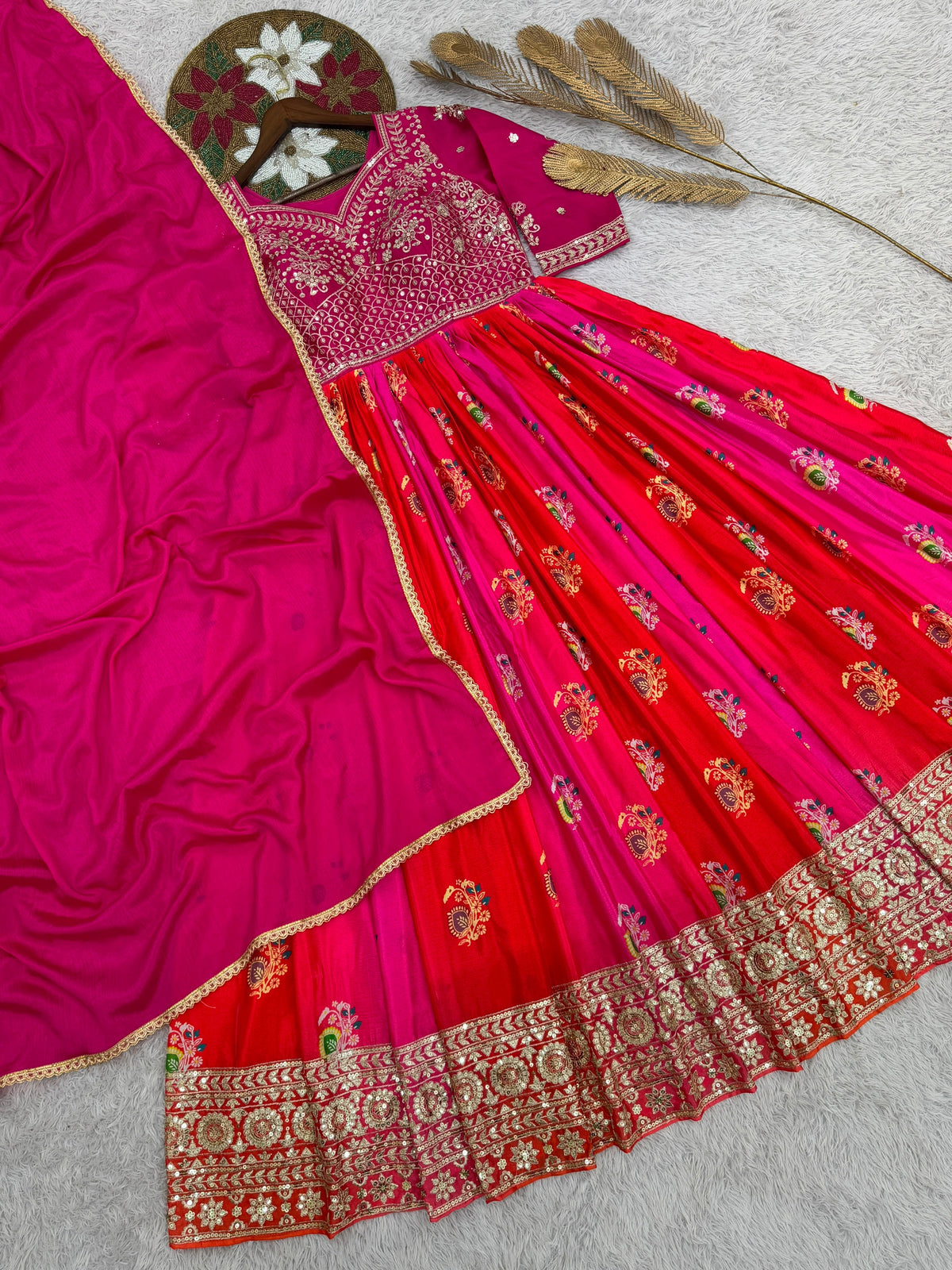 2 PIECE STYLISH GOWN WITH BEAUTIFUL DUPATTA WHOLESALE GEELAN FASHION SURAT