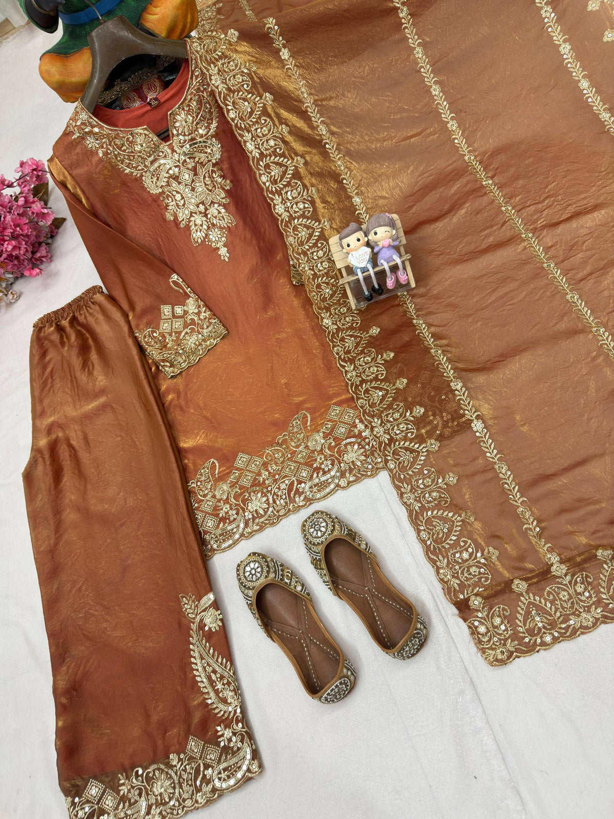 ENHANCE THE BEAUTY OF YOUR WARDROBE WITH THIS NEWLY LAUNCHED KURTI PLAZZO SET WITH BEAUTIFUL FRENDY SILK DUPATTA WHOLESALE GEELAN FASHION SURAT