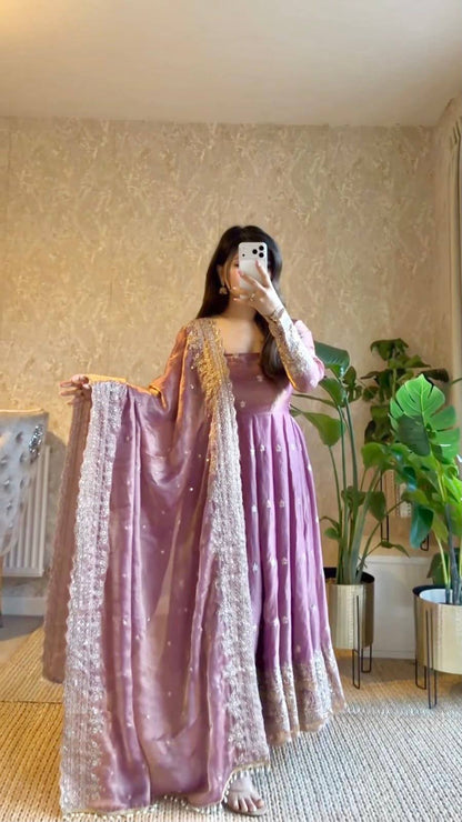 ELEGANT EMBROIDERY WORK WITH DESIGNER ANARKALI THREE PIECE SET"* WHOLESALE GEELAN FASHION SURAT
