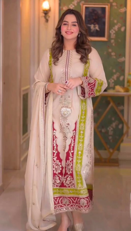 ĐĚSIGNER PARTY WEAR LOOK PUR ROMAN SILK TOP & BOTTOM WITH DUPATTA SET WHOLESALE GEELAN FASHION SURAT