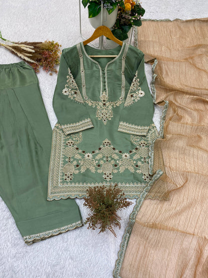 THIS SEASON, TRY OUR DESIGNER CORDING WITH SEQUENCE EMBROIDERED WORKED TOP SALWAAR WITH DUPATTA WHOLESALE GEELAN FASHION SURAT