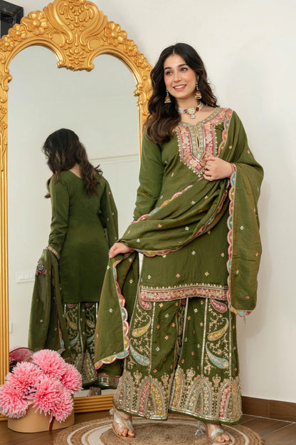 PARTY WEARS SHARARA SUIT & DUPATTA SET WHOLESALE GEELAN FASHION SURAT