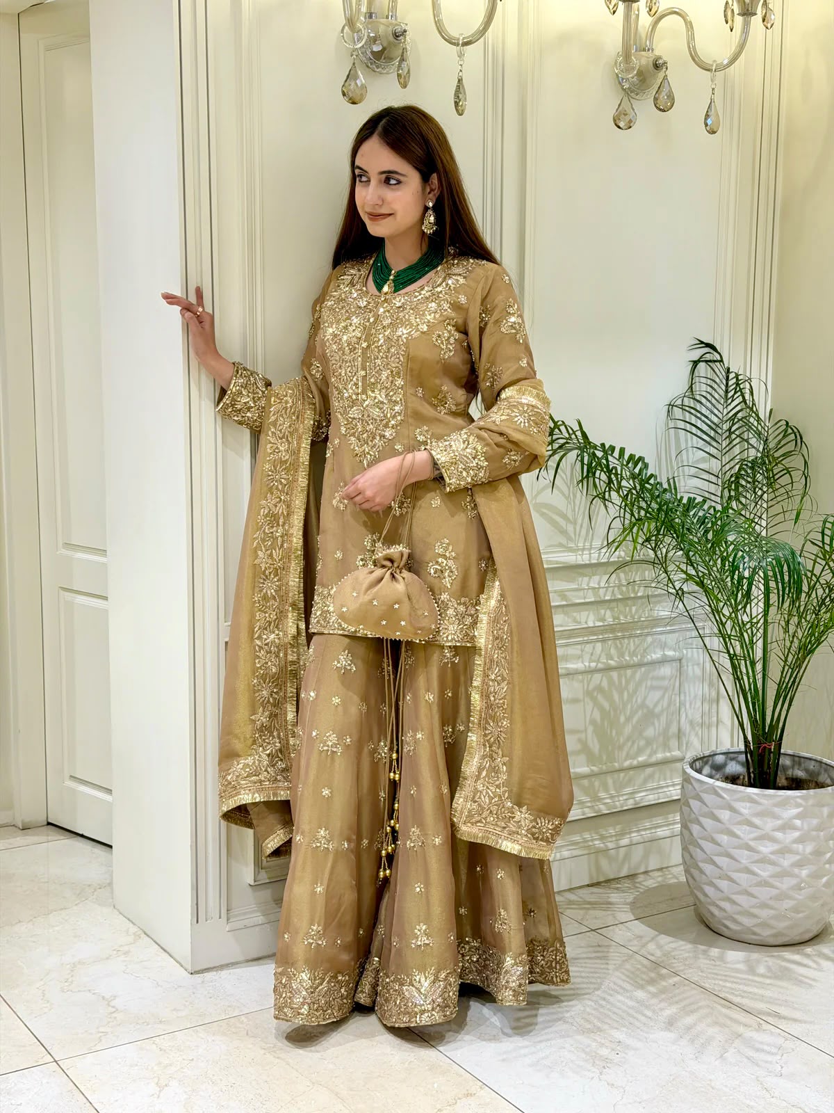 ĐĚSIGNER PARTY WEAR LOOK PUR NC MOSS SILK TOP & PALAZZO WITH DUPATTA SET WHOLESALE GEELAN FASHION SURAT