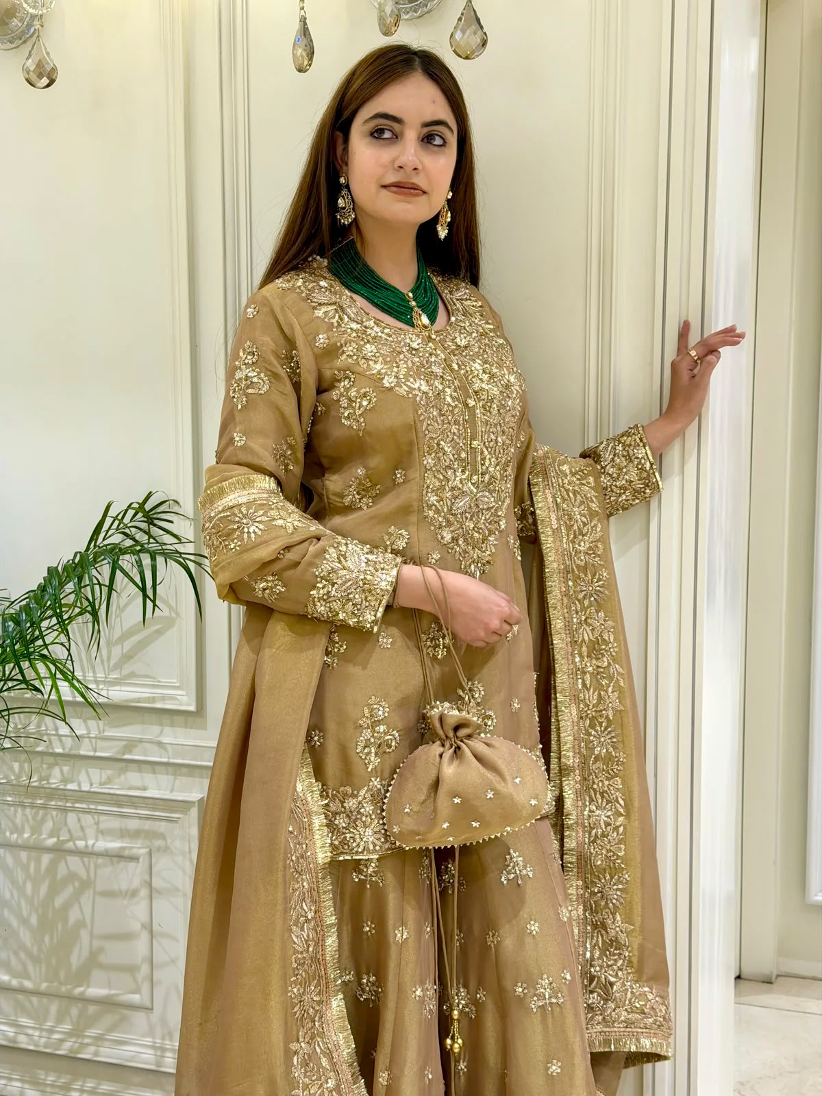 ĐĚSIGNER PARTY WEAR LOOK PUR NC MOSS SILK TOP & PALAZZO WITH DUPATTA SET WHOLESALE GEELAN FASHION SURAT