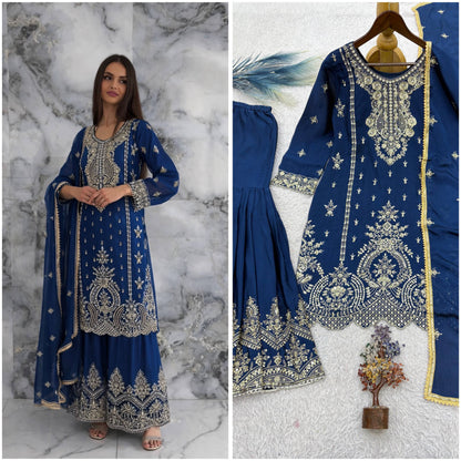 READY TO WEAR COLLECTION 3 PIECE FANCY TOP WITH BEAUTIFUL SHARARA AND DUPATTA WHOLESALE GEELAN FASHION SURAT