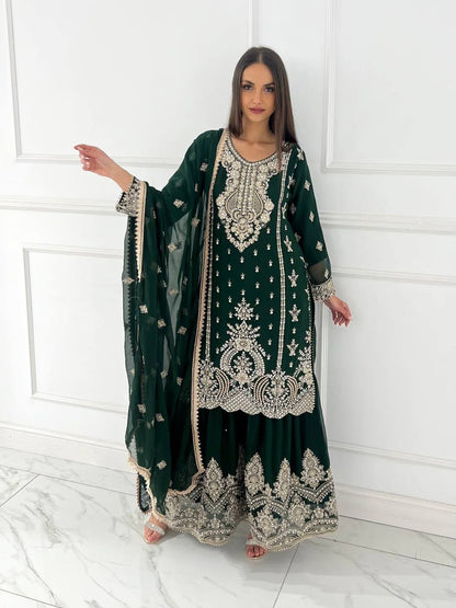 READY TO WEAR COLLECTION 3 PIECE FANCY TOP WITH BEAUTIFUL SHARARA AND DUPATTA WHOLESALE GEELAN FASHION SURAT