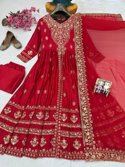 ENHANCE THE BEAUTY OF YOUR WARDROBE WITH THIS NEWLY LAUNCHED DESIGNER ANARKALI GOWN WITH ELEGANT DUPATTA WHOLESALE GEELAN FASHION SURAT