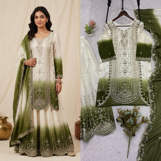 THIS WEDDING SEASON WEAR OUR BEAUTIFUL SEQUENCE EMBROIDERED TOP , PLAZZO WITH DUPATTA WHOLESALE GEELAN FASHION SURAT