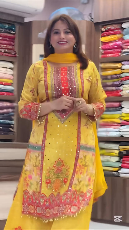 BRING ELEGANCE TO YOUR WARDROBE WITH THIS BEAUTIFULLY DESIGNED *DIGITAL PRINT SET WITH REAL MIRROR WORK* – PERFECT FOR EVERY OCCASION WHERE YOU WANT TO SHINE EFFORTLESSLY! 💃💫 WHOLESALE GEELAN FASHION SURAT