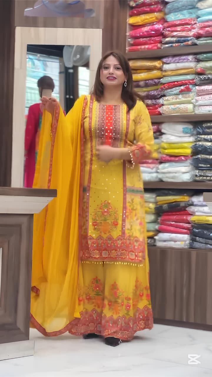 BRING ELEGANCE TO YOUR WARDROBE WITH THIS BEAUTIFULLY DESIGNED *DIGITAL PRINT SET WITH REAL MIRROR WORK* – PERFECT FOR EVERY OCCASION WHERE YOU WANT TO SHINE EFFORTLESSLY! 💃💫 WHOLESALE GEELAN FASHION SURAT