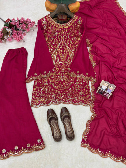 ENHANCE THE BEAUTY OF YOUR WARDROBE WITH THIS NEWLY LAUNCHED KURTI & PLAZZO SET WHOLESALE GEELAN FASHION SURAT