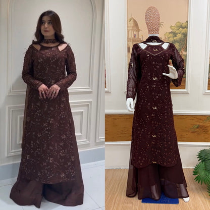 WE ARE LAUNCHING NEW SUPERHIT TRENDING FESTIVE COLLECTION KURTI, PENT & DUPATTA SET WITH EMBROIDERY WORK ON FAUX GEORGETTE FABRIC WHOLESALE GEELAN FASHION SURAT