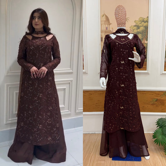 WE ARE LAUNCHING NEW SUPERHIT TRENDING FESTIVE COLLECTION KURTI, PENT & DUPATTA SET WITH EMBROIDERY WORK ON FAUX GEORGETTE FABRIC WHOLESALE GEELAN FASHION SURAT