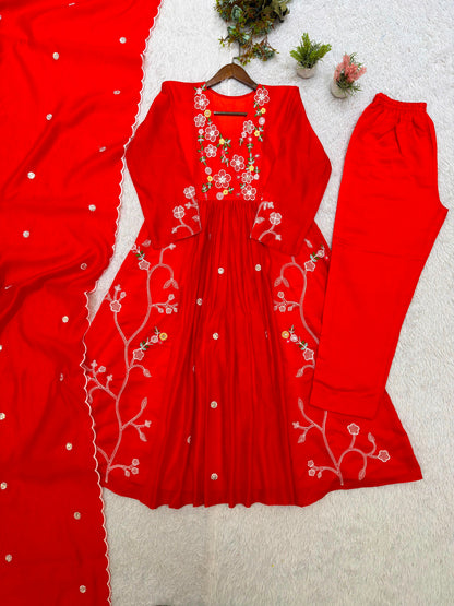 THIS FESTIVAL SEASON WEAR OUR BEAUTIFUL SEQUENCE EMBROIDERED WORKED TOP , PANT WITH DUPATTA ✨ WHOLESALE GEELAN FASHION SURAT
