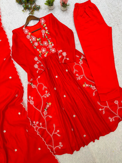 THIS FESTIVAL SEASON WEAR OUR BEAUTIFUL SEQUENCE EMBROIDERED WORKED TOP , PANT WITH DUPATTA ✨ WHOLESALE GEELAN FASHION SURAT