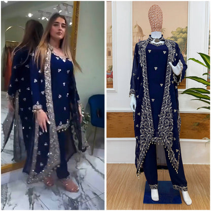 3 PIECES KURTI, KOTI & PENT WITH EMBROIDERY WORK WHOLESALE GEELAN FASHION SURAT