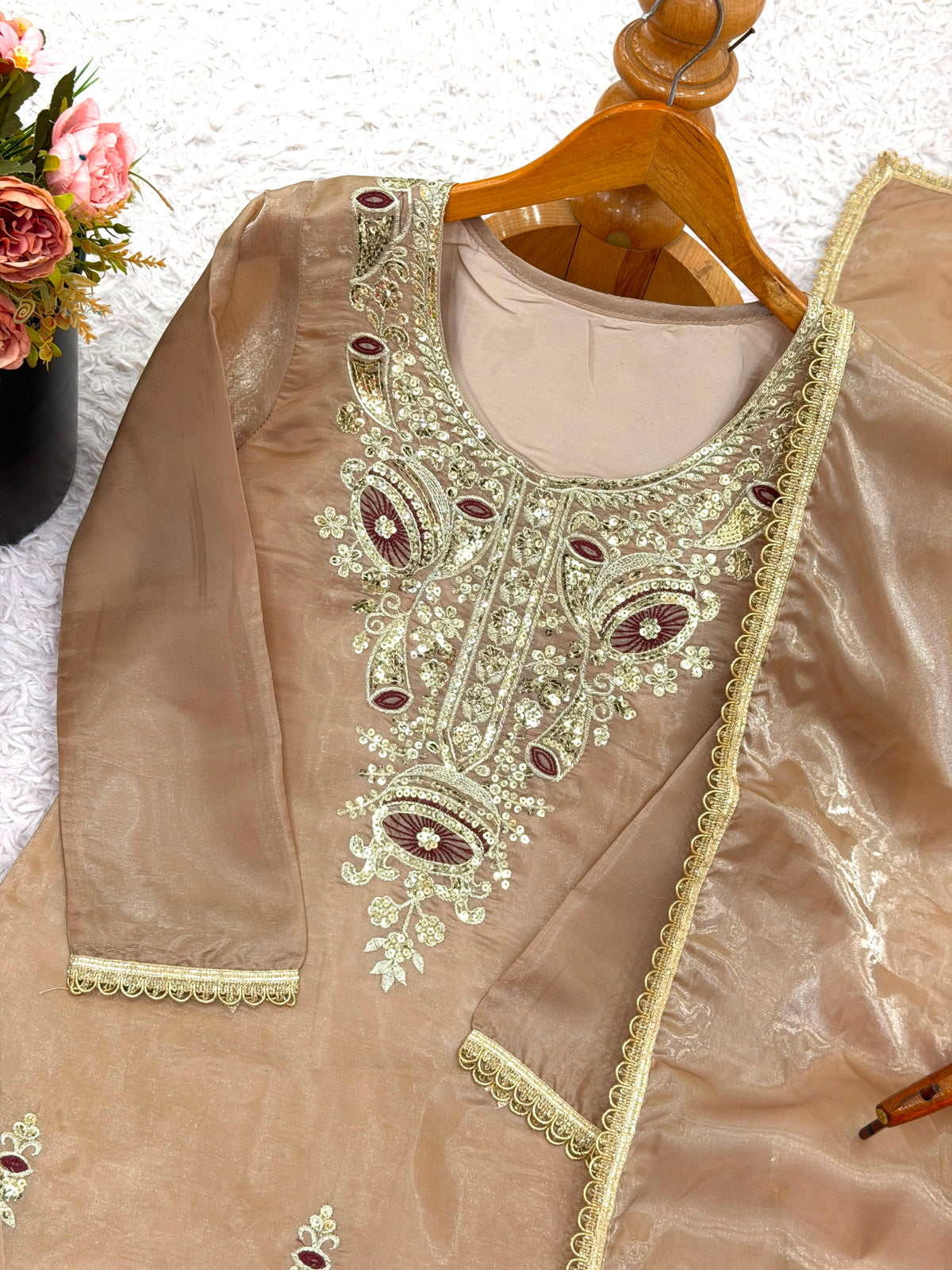 READY-MADE COLLECTION WITH SILKY 😍 SILK AND HEAVY EMBROIDERY SEQUENCE WORK TOP-BOTTOM AND DUPATTA SET FULLY STITCHED READY TO WEAR COLLECTION WHOLESALE GEELAN FASHION SURAT