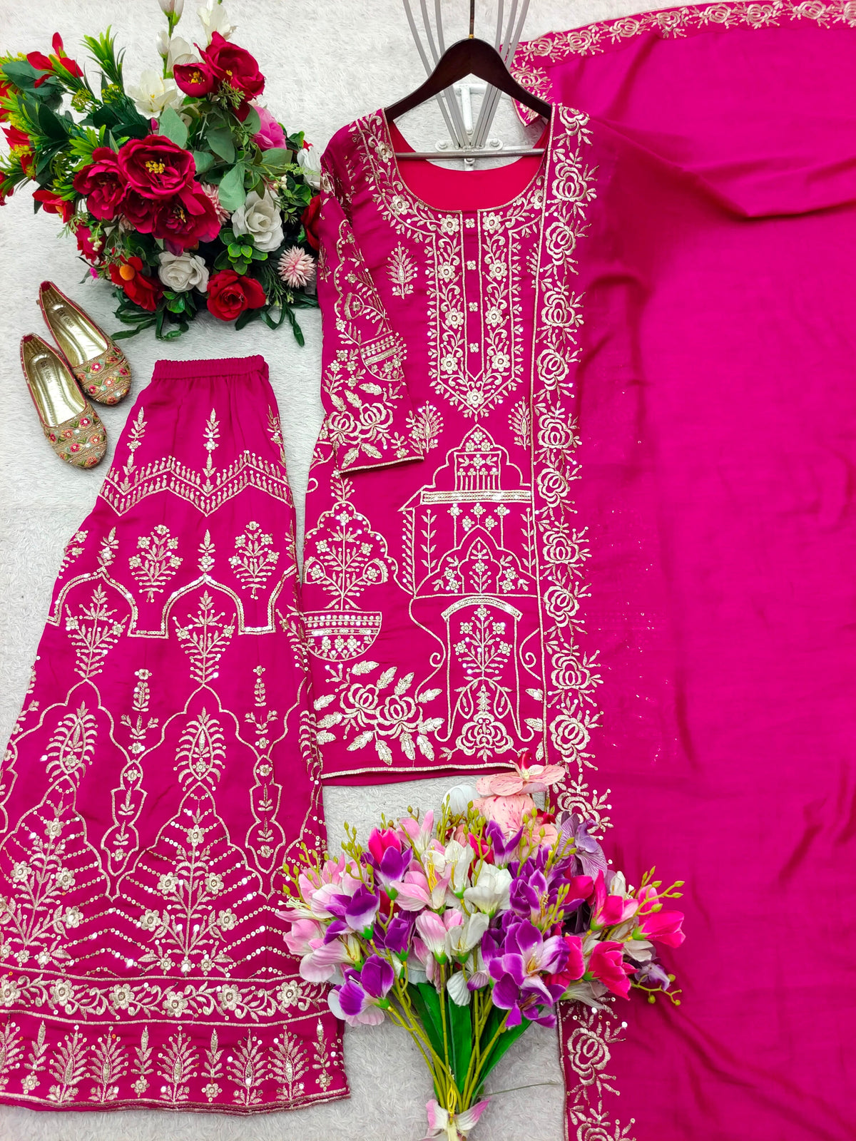 NEW DESIGN TRENDING CP VICITRA SILK(TOP&SARARA&DUPATTA)* REDDY TO WEAR LOOK DESIGN* WHOLESALE GEELAN FASHION SURAT