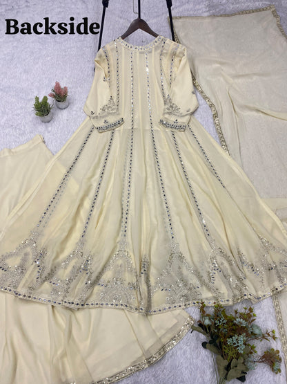 THIS FESTIVAL SEASON WEAR OUR BEAUTIFUL GOWN ,LAHENGA AND DUPATTA WITH SEQUENCE EMBROIDERY AND REAL MIRROR WORK WHOLESALE GEELAN FASHION SURAT