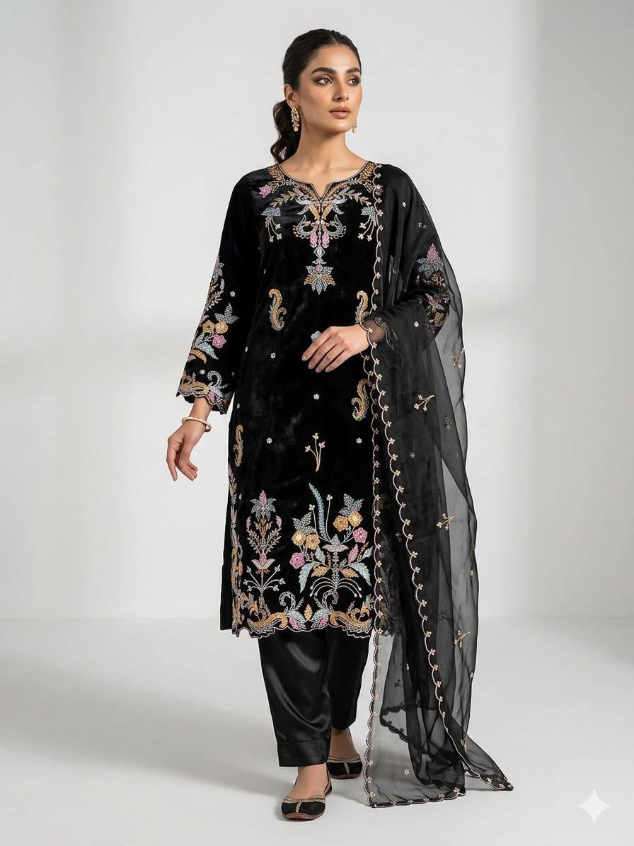 WEDDING SEASON WEAR OUR BEAUTIFUL EMBROIDERED TOP , PANT WITH DUPATTA WHOLESALE GEELAN FASHION SURAT