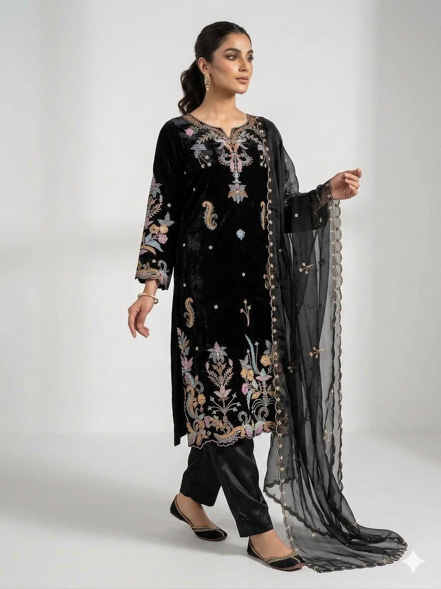 WEDDING SEASON WEAR OUR BEAUTIFUL EMBROIDERED TOP , PANT WITH DUPATTA WHOLESALE GEELAN FASHION SURAT