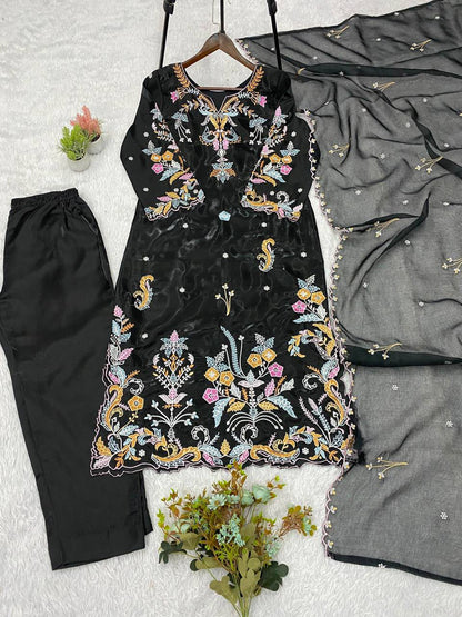WEDDING SEASON WEAR OUR BEAUTIFUL EMBROIDERED TOP , PANT WITH DUPATTA WHOLESALE GEELAN FASHION SURAT
