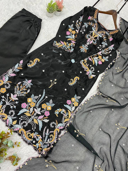 WEDDING SEASON WEAR OUR BEAUTIFUL EMBROIDERED TOP , PANT WITH DUPATTA WHOLESALE GEELAN FASHION SURAT