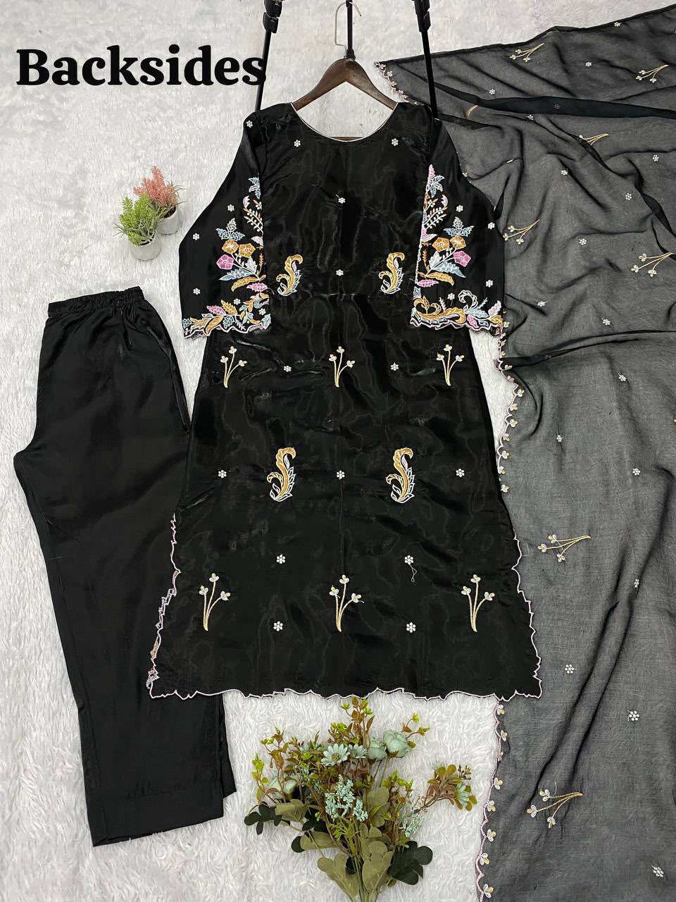 WEDDING SEASON WEAR OUR BEAUTIFUL EMBROIDERED TOP , PANT WITH DUPATTA WHOLESALE GEELAN FASHION SURAT