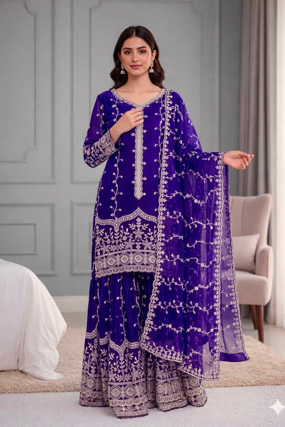 READY-MADE COLLECTION WITH FENDY 😍 SILK AND HEAVY EMBROIDERY SEQUENCE WORK TOP-BOTTOM AND DUPATTA SET FULLY STITCHED READY TO WEAR COLLECTION WHOLESALE GEELAN FASHION SURAT