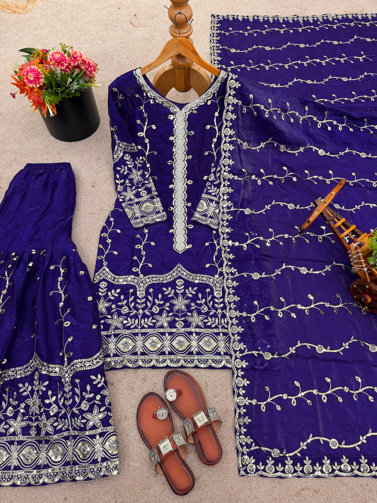 READY-MADE COLLECTION WITH FENDY 😍 SILK AND HEAVY EMBROIDERY SEQUENCE WORK TOP-BOTTOM AND DUPATTA SET FULLY STITCHED READY TO WEAR COLLECTION WHOLESALE GEELAN FASHION SURAT
