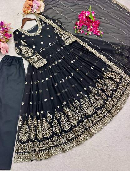 FOX GEORGETTE WITH EMBROIDERY 5MM SEQUENCES WHOLESALE GEELAN FASHION SURAT