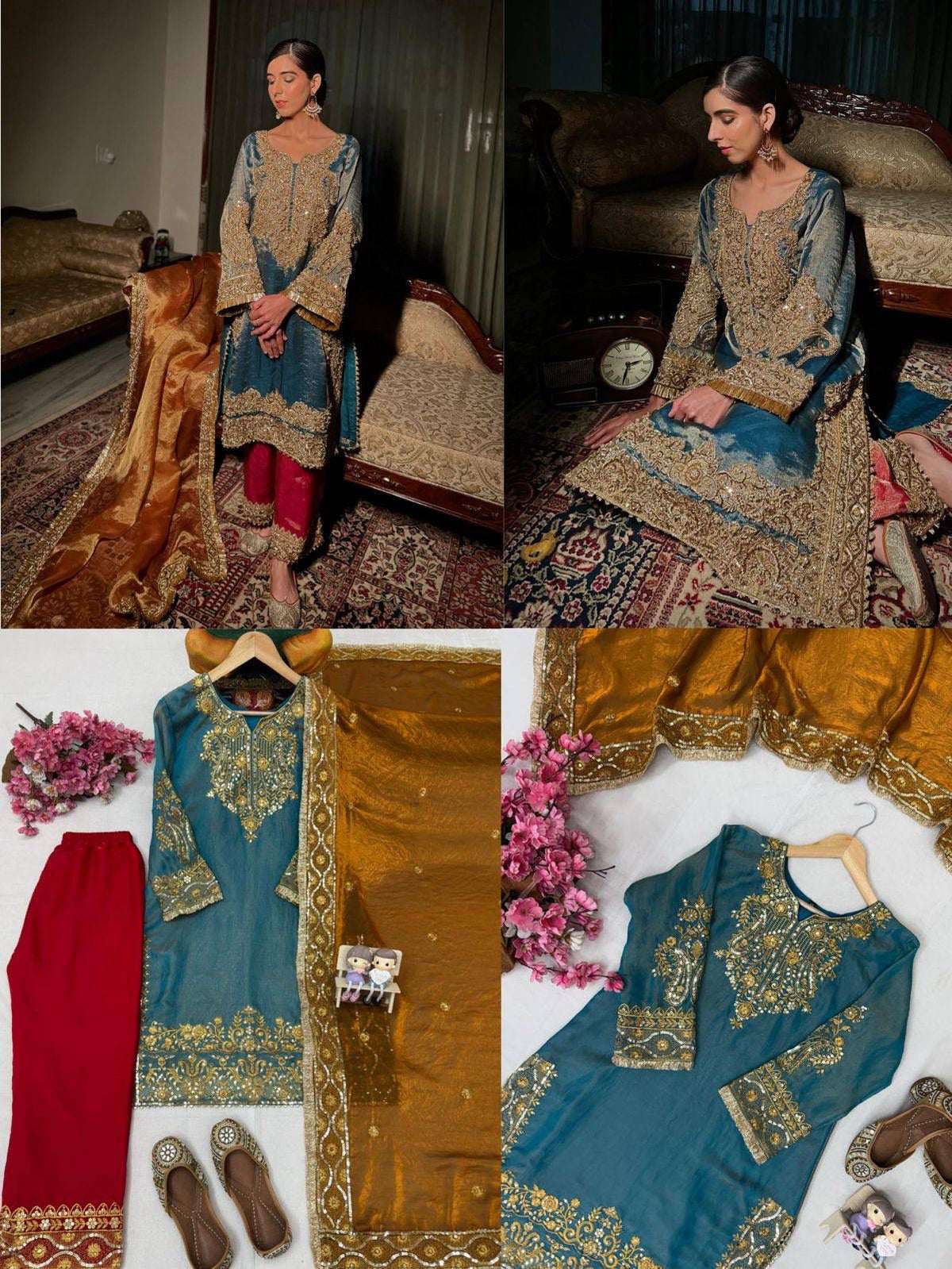 ENHANCE THE BEAUTY OF YOUR WARDROBE WITH THIS NEWLY LAUNCHED KURTI PANT SET WITH BEAUTIFUL FRENDY SILK DUPATTA WHOLESALE GEELAN FASHION SURAT