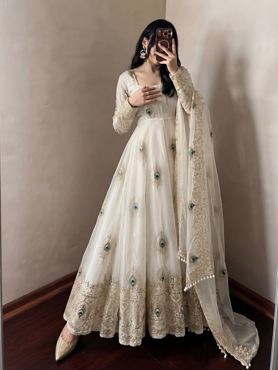DESIGNER GOWN WITH HEAVY SEQUENCE EMBROIDERY WORK DUPATTA WHOLESALE GEELAN FASHION SURAT