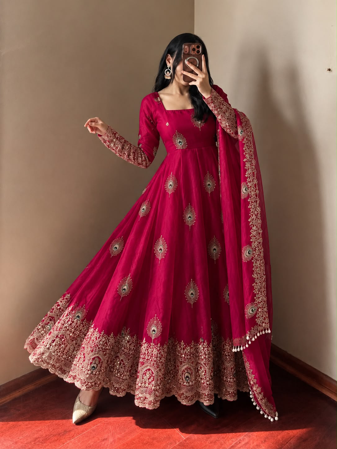 DESIGNER GOWN WITH HEAVY SEQUENCE EMBROIDERY WORK DUPATTA WHOLESALE GEELAN FASHION SURAT