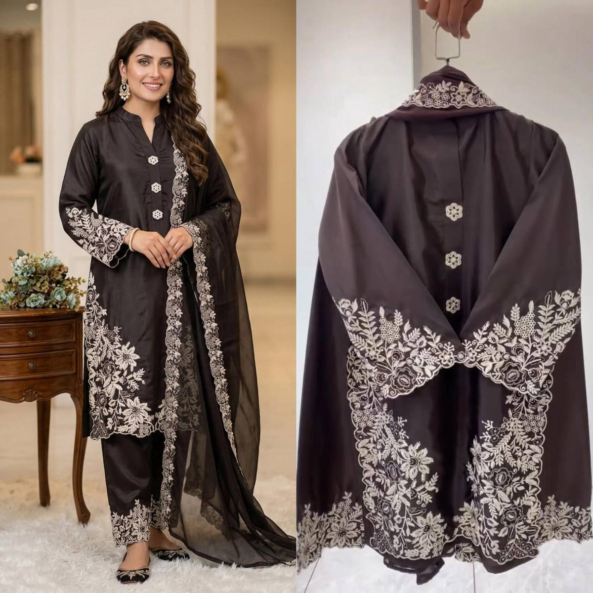 SUMMER SEASON WEAR PAKISTANI SUIT WITH EMBROIDERED WORKED TOP, PLAZZO AND DUPATTA WHOLESALE GEELAN FASHION SURAT